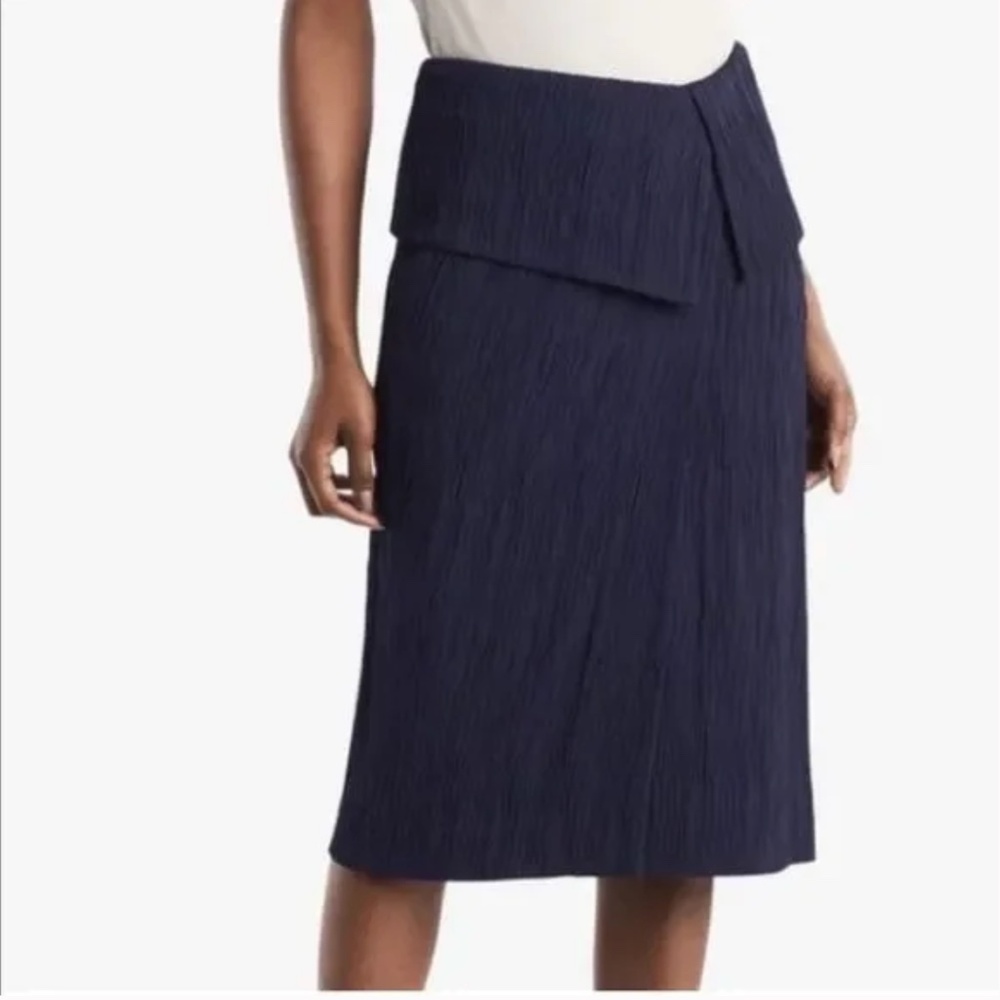 NWT MM LAFLEUR Montgomery Pleat Jersey Pencil Skirt in Aegean Blue Size 0